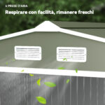 Casetta da Giardino con 2 Porte Scorrevoli e 4 Prese d'Aria in Acciaio, 277x195x192cm, Verde Chiaro - immagine 8