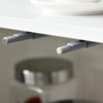 Mobiletto Armadietto Multiuso per Soggiorno, Cucina, Ufficio, 2 Cassetti e 2 Armadietti con Apertura a Pressione, Grigio - immagine 8