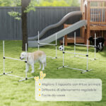 Set di 4 Ostacoli Agility Dog per Addestramento Cani ad Altezza Regolabile con Borsa da Trasporto Inclusa, 99x65x94cm, Bianco - immagine 7