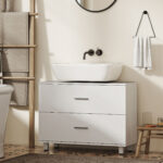 Mobile Sottolavabo Moderno con 2 Cassetti e Divisori per Lavabo Senza Piedistallo, 80x30x60 cm, Bianco - immagine 9