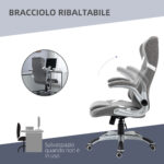 Sedia da Ufficio Reclinabile in Tessuto Traspirante e Acciaio con Altezza Regolabile, 68x76x109-117 cm - immagine 7