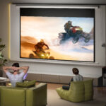 Telo per Proiettore 120 Pollici con Telecomando, in PVC e Metallo, 293x8x193 cm, Bianco - immagine 2