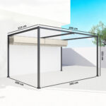 Pergola Gazebo da Esterno 3x2 m con Tettuccio Retrattile in Metallo e Poliestere, Crema e Grigio - immagine 3
