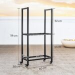 Portalegna da Esterno e Interno a Due Livelli con Ruote in Acciaio Rinforzato, 60x30x119 cm, Nero - immagine 3