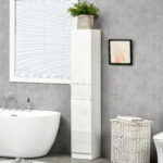 Colonna Bagno con Cassetto e 2 Armadietti Bianco Lucido, 30x28x170cm - immagine 2