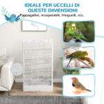 Gabbia per Uccelli con Vassoio Estraibile e Posatoi, Voliera per Pappagalli, 61x36,5x98 cm, Bianco - immagine 6