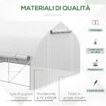 Serra da Giardino 4x3m a Tunnel con Copertura in PE, Porta e 8 Finestre Avvolgibili, Bianco - immagine 5