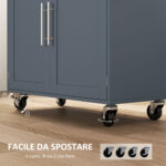 Carrello da Cucina in Legno con Cassetto, Portaspezie e Armadietto, 109x40x89 cm, Grigio e Color Legno - immagine 5