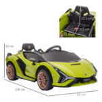 Lamborghini Macchina Elettrica per Bambini 12V con Fari e Musica, Telecomando e Velocità 3-5km/h, Età 3-5 Anni, 108x62x40cm, Verde - immagine 3