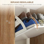 Scarpiera Salvaspazio a 3 Cassetti con Ripiano Regolabile per 18-24 Paia di Scarpe, 72x24x119cm, Bianco - immagine 5