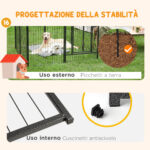 Recinto per Cani e Cuccioli con 16 Pannelli Modulabili e 2 Ingressi, 80x1,5x60cm - immagine 7
