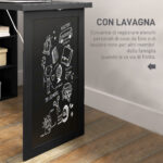 Scrivania Moderna Pieghevole con Libreria e Lavagna, in Legno e Metallo, 98x51x153 cm, Nero - immagine 6