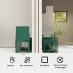 Gabbia Trappola per Ratti, Topi e Nutrie con Porta Singola, 60x18x20cm, Verde - immagine 4