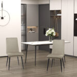 Set 2 Sedie da Cucina Imbottite con Gambe in Acciaio e Design Salvaspazio, 43x58x90 cm - immagine 7