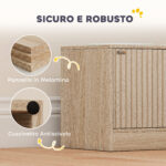 Portaciotole per Cani con 2 Ciotole da 2L in Acciaio Inox e Armadietto Inferiore, in Legno, 60x30x35,5 cm, Rovere - immagine 8
