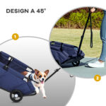 Passeggino per Cani Pieghevole con Borsa e Cuscino, in Acciaio e Tessuto Oxford, 53x45x28 cm, Blu Scuro - immagine 6
