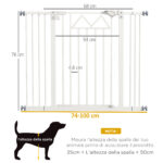Cancelletto per Cani taglia Piccola e Media con Chiusura Automatica, in Acciaio e PA, 74-1x76 cm, Bianco - immagine 3