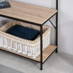 Appendiabiti con Panca e Scarpiera in Stile Industriale, Mobile per Ingresso Vintage in Legno e Acciaio Nero - immagine 8