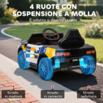 Macchina Elettrica per Bambini della Polizia con Telecomando, Clacson e Musica Integrata, 96x60x45 cm - immagine 6