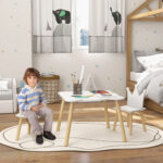 Set Tavolo e 2 Sedie per Bambini con Schienale a Corona, Età 3-6 Anni, Bianco - immagine 2