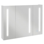 Armadietto con Specchio con Ripiani Regolabili e Luci LED a 3 Colori, in MDF e Vetro, 90x15x70 cm, Bianco