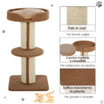 Tiragraffi ad Albero per Gatti con Cuccia, Cuscino, Rivestimento Peluche e Pali in Corda Sisal - immagine 5