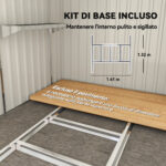 Capanno Attrezzi in Metallo 1,5x2m con Base, Porta Scorrevole e Tetto Inclinato, Grigio Scuro - immagine 6