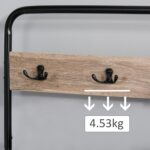 Appendiabiti con Panca e Scarpiera in Stile Industriale, Mobile per Ingresso Vintage in Legno e Acciaio Nero - immagine 7