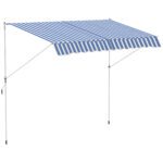 Tenda da Sole a Bracci 3x1,5m con Manovella e Struttura Telescopica, Bianco e Blu