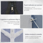 Gazebo Impermeabile con Zanzariere da Giardino Esterno Tendone in Poliestere 3 x 3 x 2,45 m Grigio - immagine 5