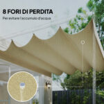 Telo Pergola per Esterni Anti UV in Poliestere Beige con 8 Fori di Drenaggio, 392x350 cm - immagine 6