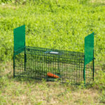 Gabbia Trappola per Animali Vivi Piccoli con Doppia Porta e Maniglia, 80x25x30cm, Verde Scuro - immagine 2