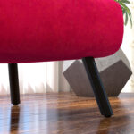 Poltrona Letto 3 in 1 con Schienale Reclinabile e Cuscino, in Tessuto Effetto Velluto, 63x73x81 cm, Rosso - immagine 9