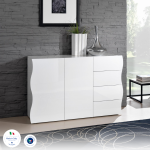 Mobile multiuso ONDA 2 ante 4 cassetti Bianco laccato lucido - immagine 5