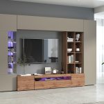 Soggiorno EGYPT con 1 vetrina e 1 libreria Tortora / Rovere wotan