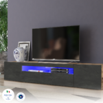 Porta tv DAIQUIRI 200 cm 2 ante battenti + 1 anta a ribalta Acero Pereira / Ardesia - immagine 5