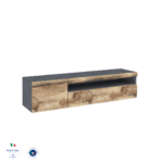 Porta tv DAIQUIRI 155 cm 1 anta battente + 1 anta a ribalta Ardesia / Acero Pereira - immagine 6