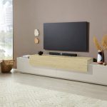 Porta tv CORO 240 cm 3 ante a ribalta Cachemire / Rovere Chopin