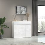 Scarpiera SAVONA a 3 ante e 1 anta a ribalta Bianco laccato lucido / Bianco larice