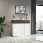 Scarpiera SAVONA a 3 ante e 1 anta a ribalta Bianco laccato lucido / report