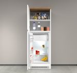 Mobile porta frigo SOLE Bianco laccato lucido / Bianco opaco / Rovere Wotan - immagine 2