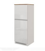 Mobile porta frigo SOLE Bianco laccato lucido / Bianco opaco / Rovere Wotan - immagine 3