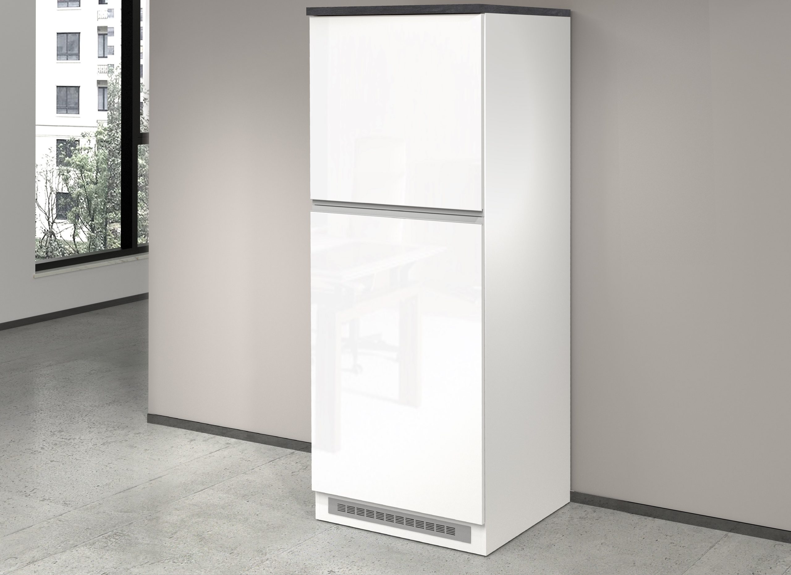 22720615_SOLE_AMB.jpg Mobile porta frigo SOLE Bianco laccato lucido / bianco opaco / report - immagine 1