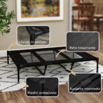 Lettino per Cani Rialzato con Borsa da Viaggio, in Metallo e Tessuto Oxford, 122x92x23 cm, Nero - immagine 7