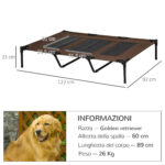 Lettino per Cani di Taglia Grande Fino a 50kg, Metallo e Tessuto Oxford, 122x92x23 cm, Marrone - immagine 3