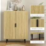 Scarpiera Salvaspazio per 15 Paia di Scarpe con 4 Ripiani Regolabili, 80x38x110cm, Rovere - immagine 6