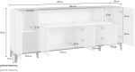 Credenza SUNRISE 4 ante + 1 anta ribalta da 200 cm Bianco laccato lucido / Ardesia - immagine 4