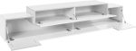 Porta tv CORO 240 cm 3 ante a ribalta Bianco opaco / Bianco laccato lucido - immagine 4