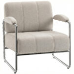 Poltrona Salotto e Poltroncina Camera da Letto in Ciniglia Morbida, Beige