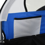 Rimorchio Bici Bambini con 2 Posti, 2 Cinture di Sicurezza, Telaio in Acciaio e Copertura in Tessuto Oxford Blu - immagine 9